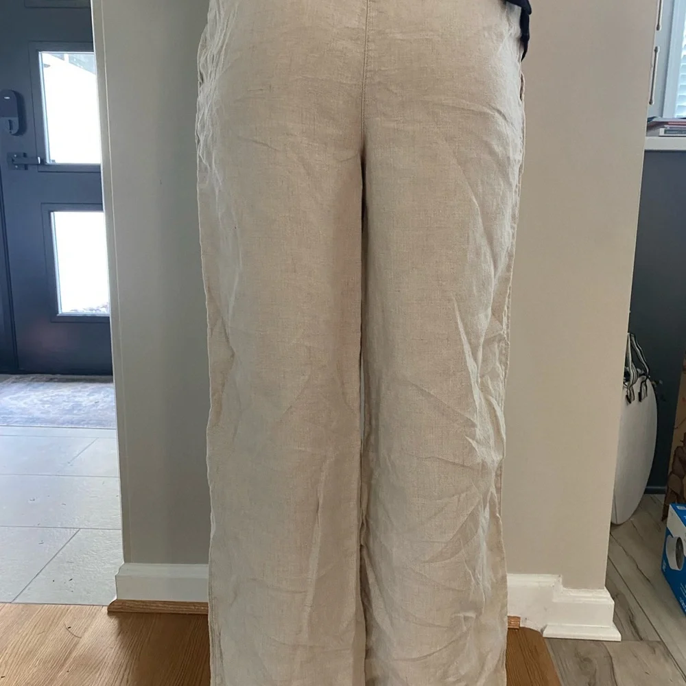 Tommy Bahama Women’s Beige Linen Wide-Leg Pants - Picture 2 of 2